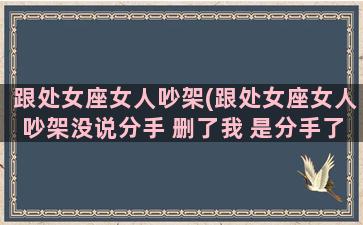 跟处女座女人吵架(跟处女座女人吵架没说分手 删了我 是分手了吗)